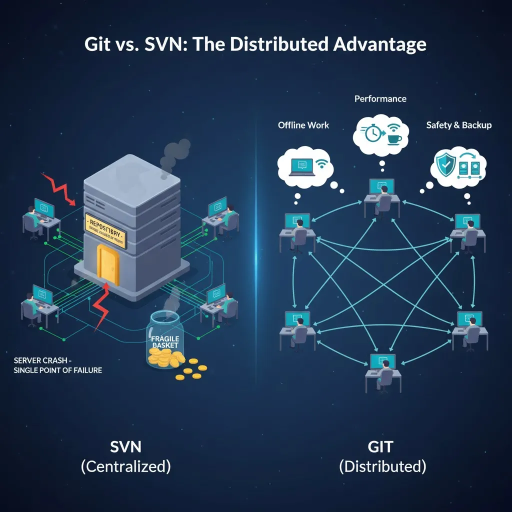 Git so sánh với SVN: Cách hệ thống lưu dữ liệu