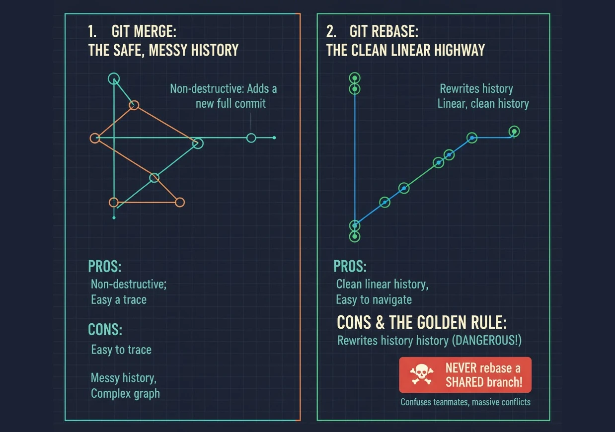 So sánh Merge và Rebase