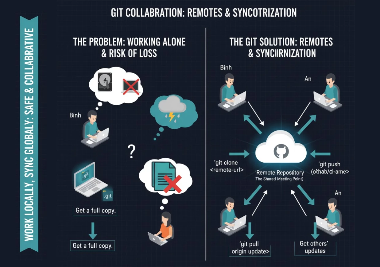 Làm việc với Git từ xa thông qua kho lưu trữ